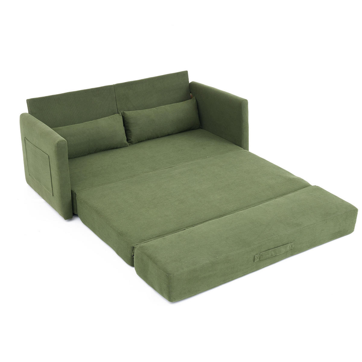 SCHLAFSOFA DE-33998 2-in-1 klappbar mit Seitentaschen Grün - Grün, Metall (92/82/165cm) - ComfortXL