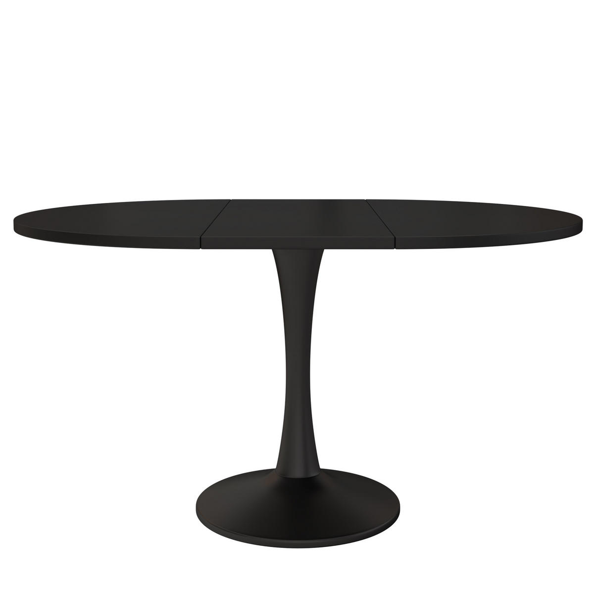 AUSZIEHTISCH oval 100/100/75 cm, ausziehbar auf 140 cm, Schwarz - Schwarz, Holzwerkstoff (100/140/75cm) - BEAOK