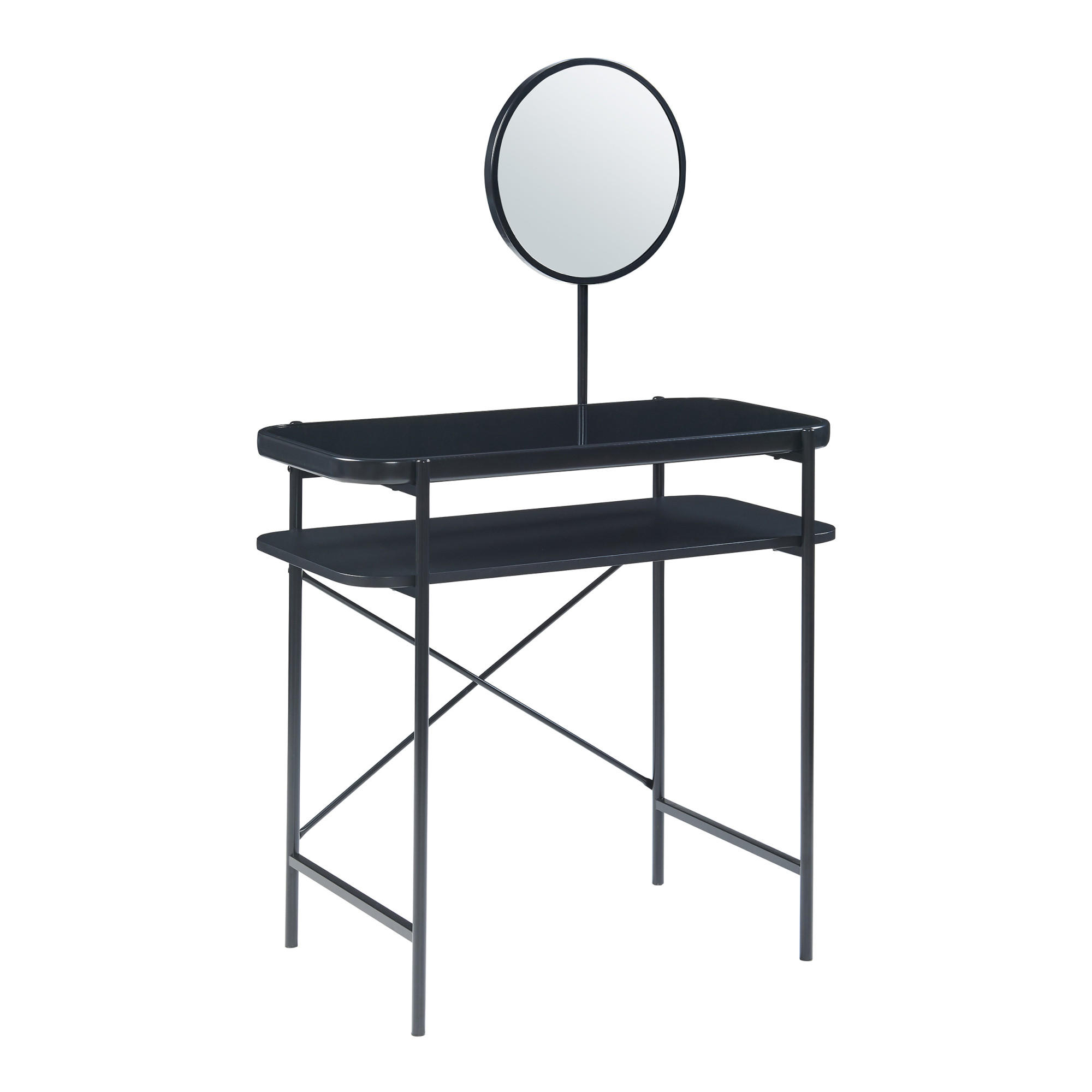 SCHMINKTISCH Hjelmeland - Schwarz, Glas/Holzwerkstoff (80/129/44cm) - [en.casa]