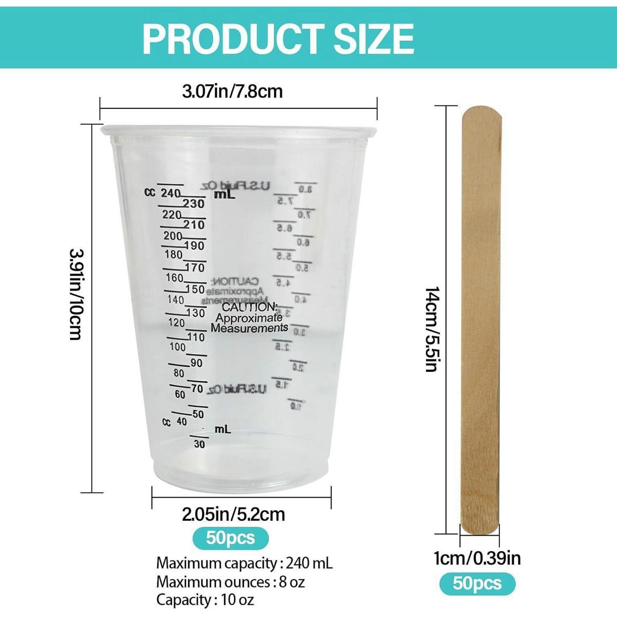 MISCHBECHER 50 Stück 240 ml Set - Transparent, Kunststoff (0.24L)
