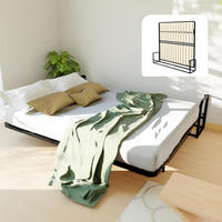 WANDBETT Murphy Classik 200x180 Horizontal, mit Gasdruckfeder-Mechanismus - Buchefarben/Graphitfarben, Metall (200/180cm) - WallBedKing