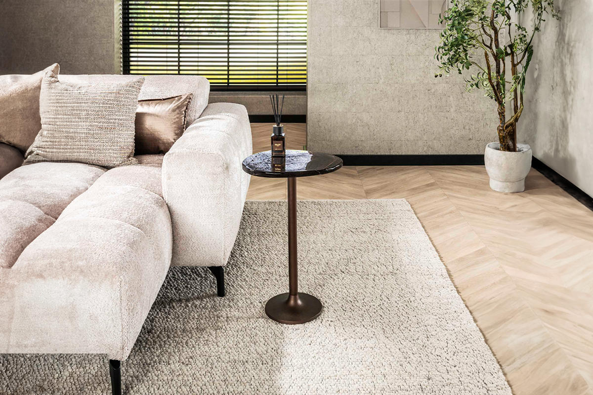 BEISTELLTISCH DARI Braun Glas - Braun/Kupferfarben, Glas/Metall (38/33/60cm) - KAWOLA