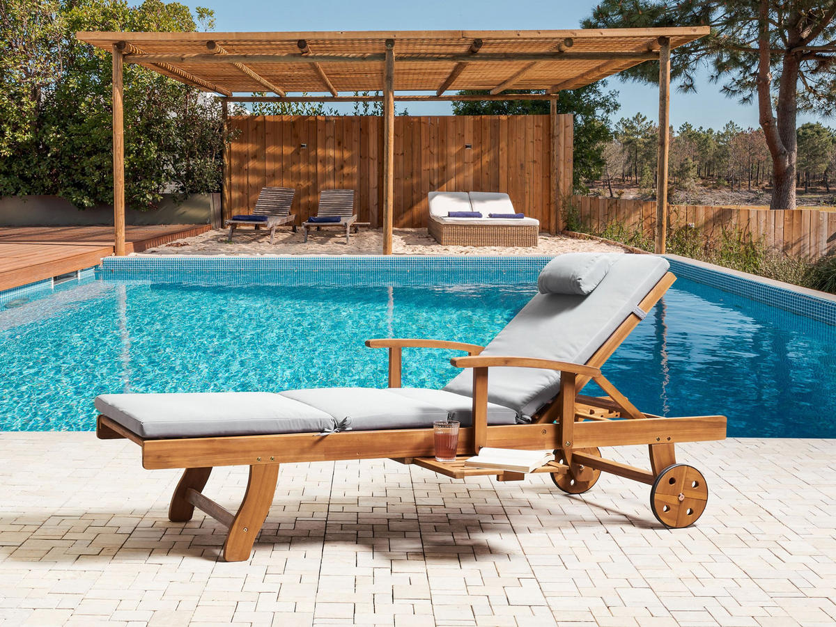 Liegenauflage Hellgrau 58/189 cm Toscana/Java/Amantea Premium - Hellgrau, Textil (189/5/58cm) - Beliani