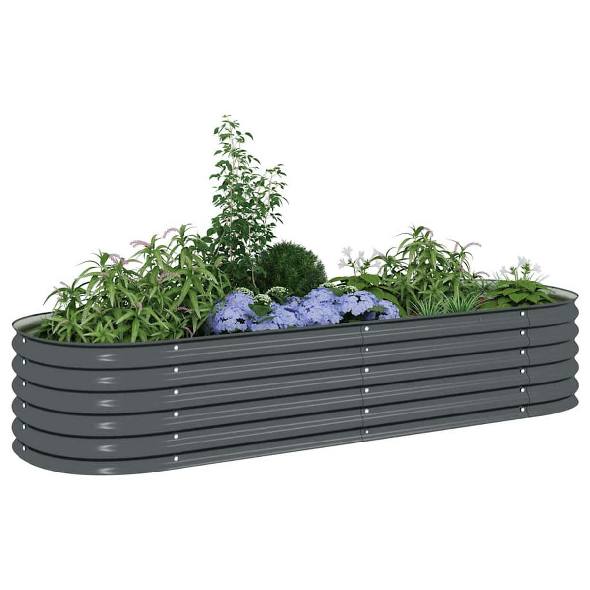 RUNDES Hochbeet für Garten BLUMO | Verzinkter Stahl | 240x80x44cm, Grau - Grau, Metall (240/44/80cm) - DELUKE