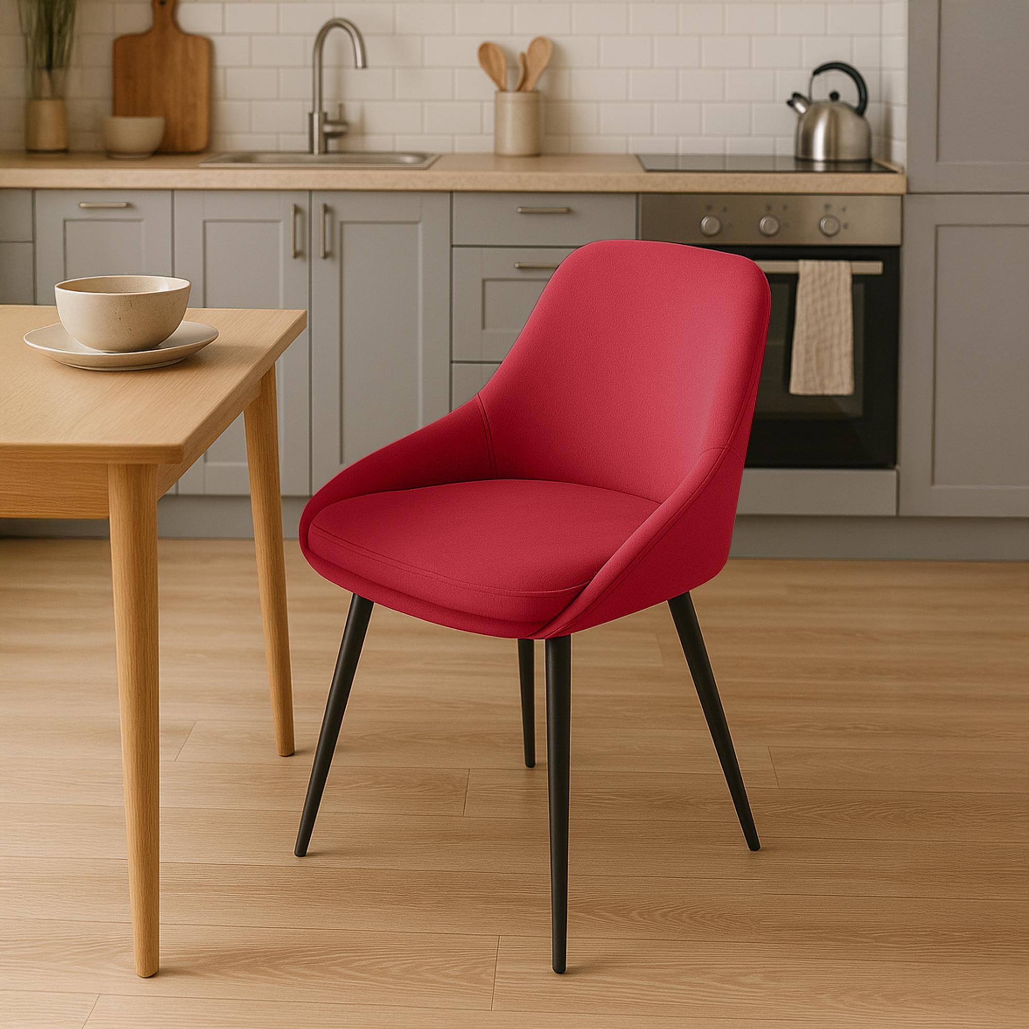 STUHL Samt Rot - Rot/Schwarz, Textil (50/86/53cm) - CLP