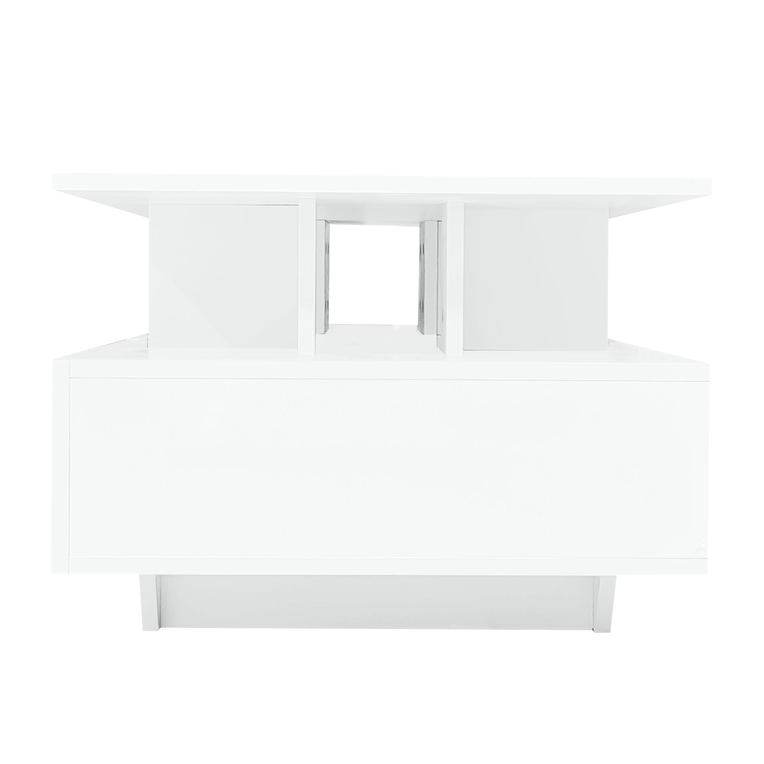 COUCHTISCH DE-176 Modern mit LED-Beleuchtung Weiß - Weiß, Holzwerkstoff (55/90/41cm) - ComfortXL