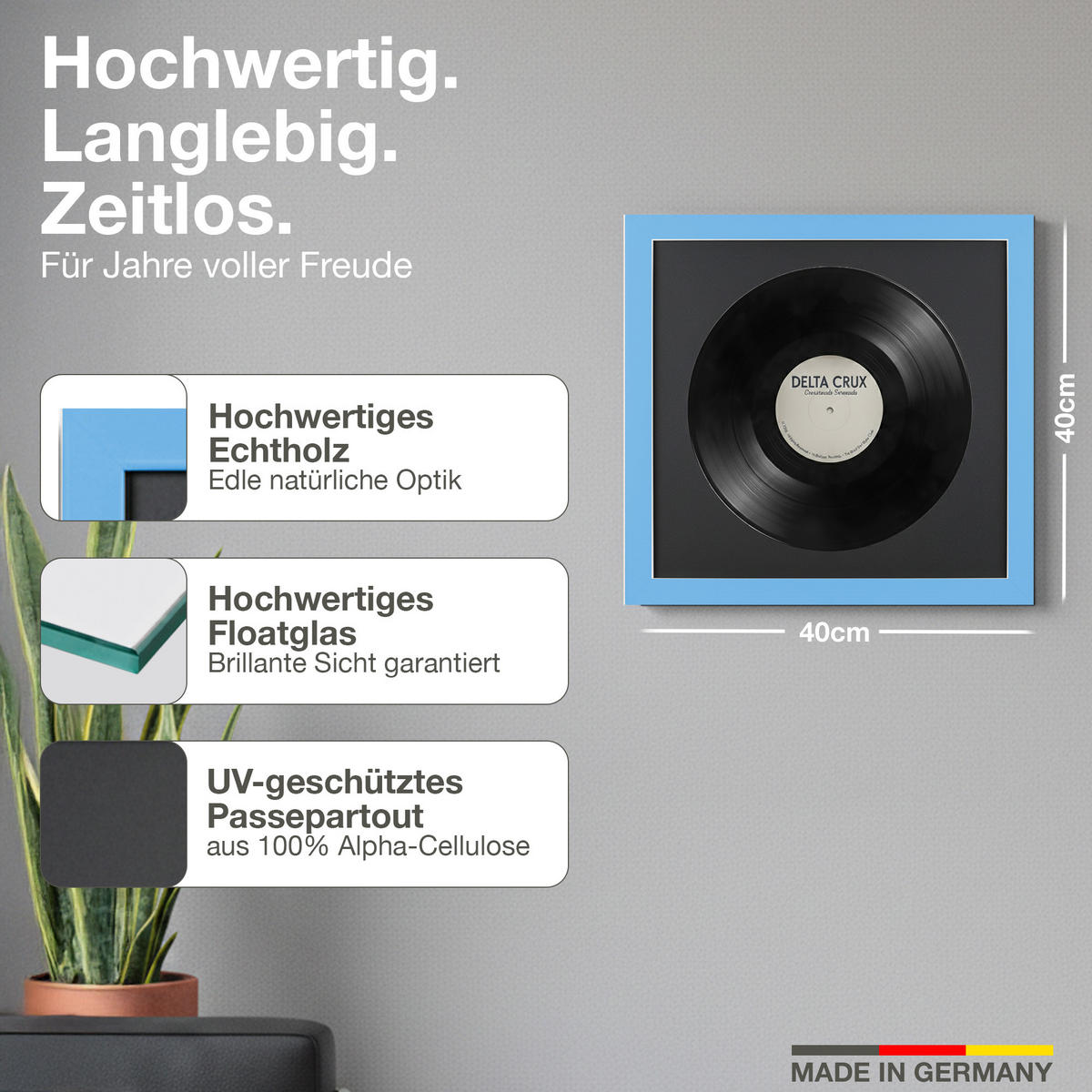 SCHALLPLATTEN BILDERRAHMEN 40/40 2er Set - Hellblau, Holz (40/40cm) - K-Möbel