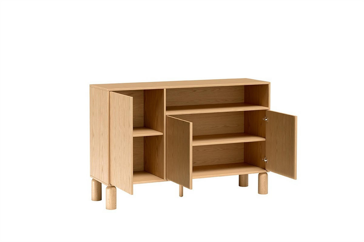 KOMMODE SABBIA 140/91,6/40,6cm mit Schubladen 3 Türen Eichefarben - Eichefarben, Holzwerkstoff (140/91.6/40.6cm) - MASSENO
