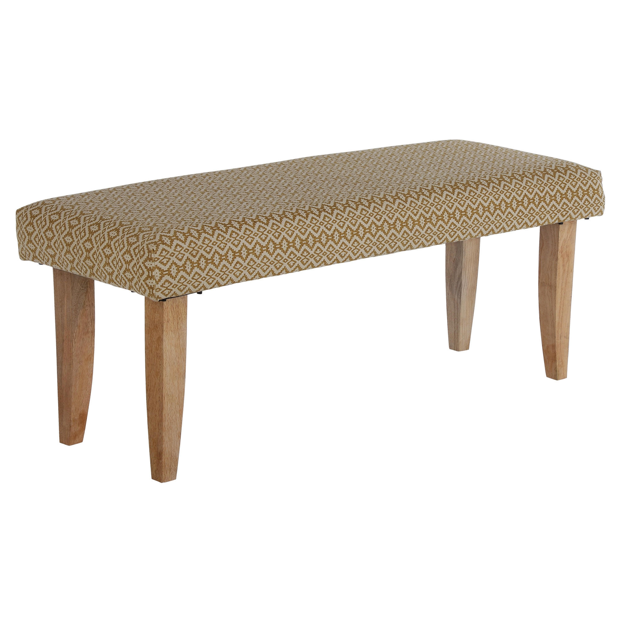SITZBANK Palma 120x48x40 cm gepolstert mit Stoffbezug Weiß-Gold Holzbeine - Goldfarben, Holz (40/48/120cm) - WOMO-DESIGN