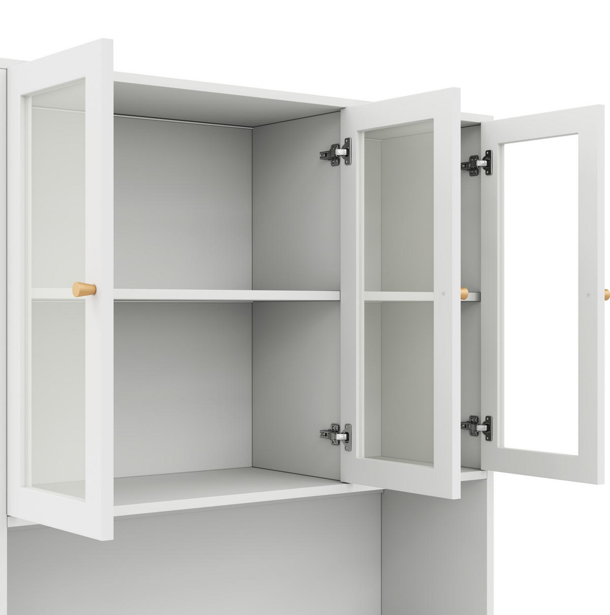 BÜCHERSCHRANK aus MDF 100x35x200 cm Weiß mit Glasvitrine, LED-Beleuchtung und 3 Türen - Weiß, Holzwerkstoff (100/200/35cm) - IVMEU