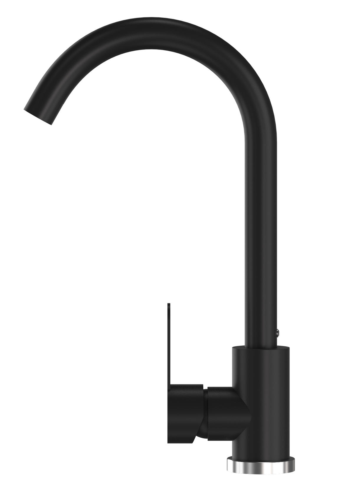 GRANITSPÜLE Teor mit Batterie Siphon - Schwarz, Kunststoff/Stein (42/17/46cm) - Granitan