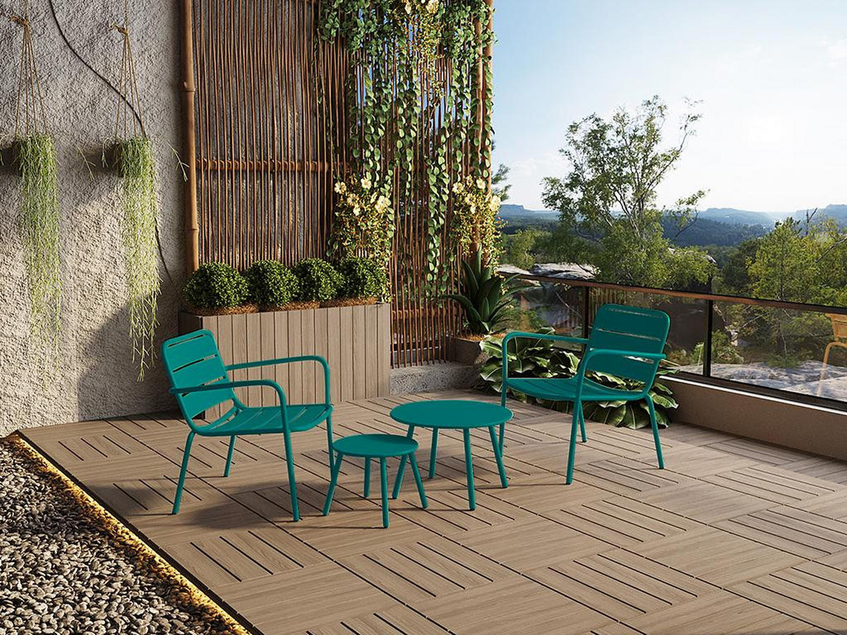 GARTENSESSEL niedrig & stapelbar - Metall - Blau - MIRMANDE von MYLIA - Opal, Metall (67.5/71.5/60cm) - Vente-Unique