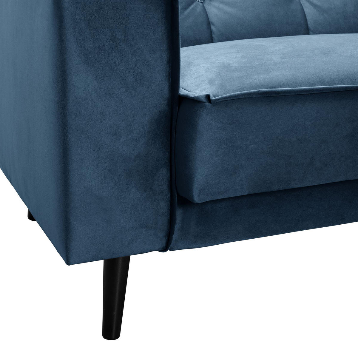 SOFA 3-Sitzer mit Bettfunktion Kaycee Samtvelours dunkelblau - Dunkelblau, Kunststoff (78/84/240cm) - 58aufmkessel
