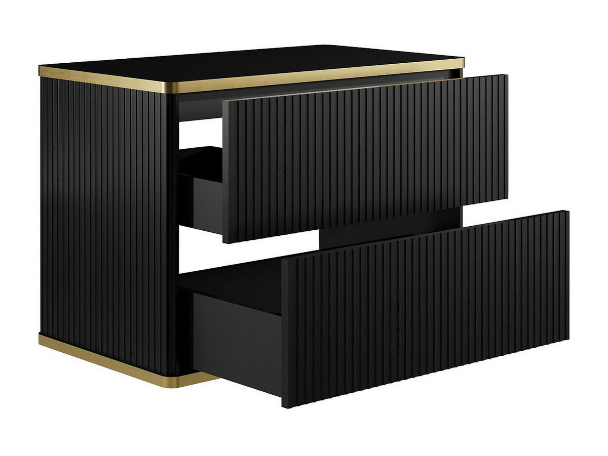 WASCHBECKENUNTERSCHRANK - 80cm x 47cm - MDF - schwarz - KELIZA - Schwarz, Holz (80/54/47cm) - Vente-Unique