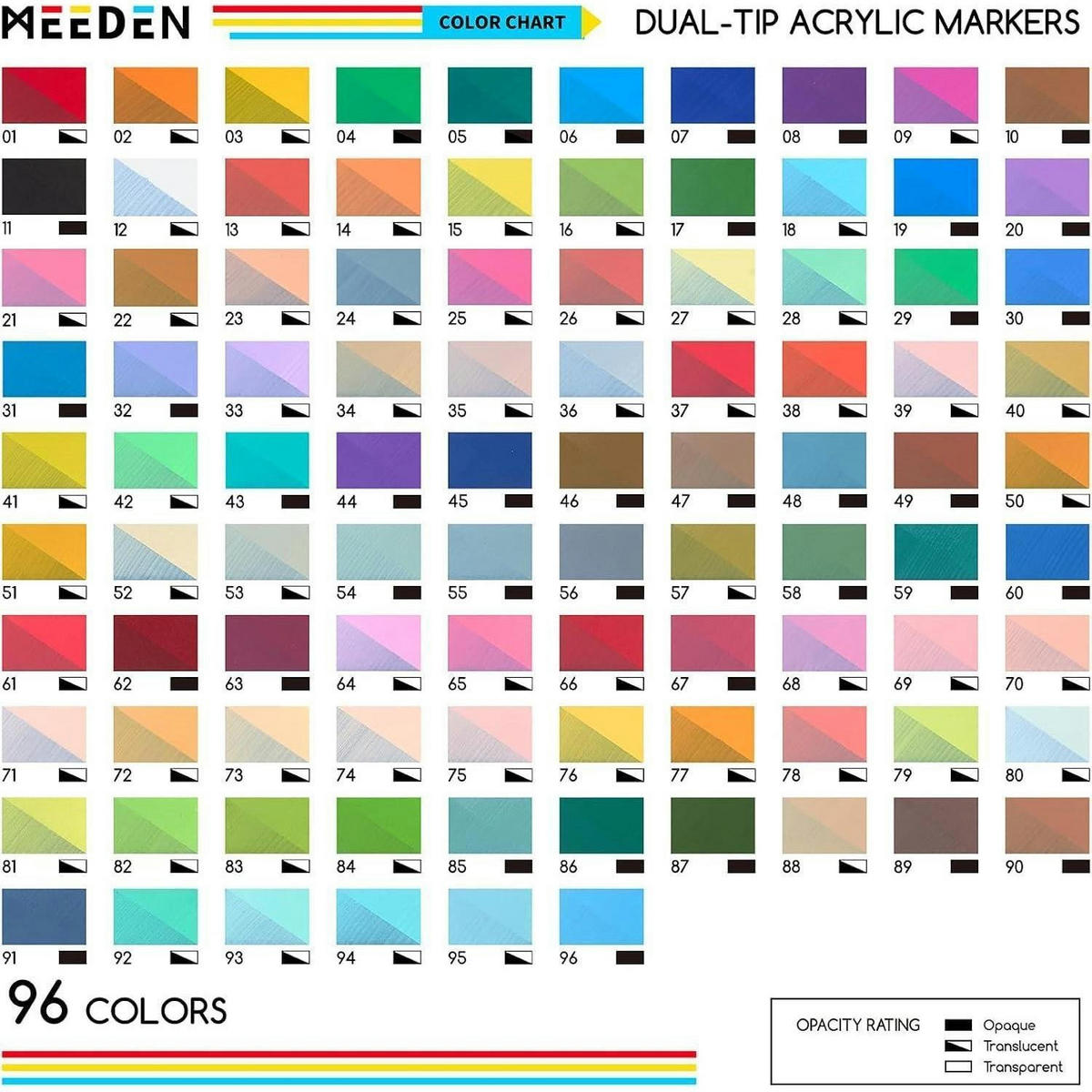 ACRYLSTIFTE 96 Farben Doppelspitze Set - Multicolor, Kunststoff (14.8/19.2/17.2cm)