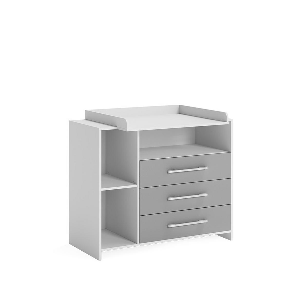 WICKELKOMMODE Oskar Weiß/Grau 113 x 100 cm - Weiß/Grau, Holzwerkstoff (113/100/53cm) - Vicco