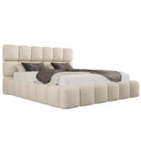 POLSTERBETT TESSA 140x200 cm in Creme, gepolstertes Kopfteil, Metalllattenrost, Bettkasten, Bouclé-Stoff - Ecru, Holz/Textil (140/200cm) - EMLAR Home