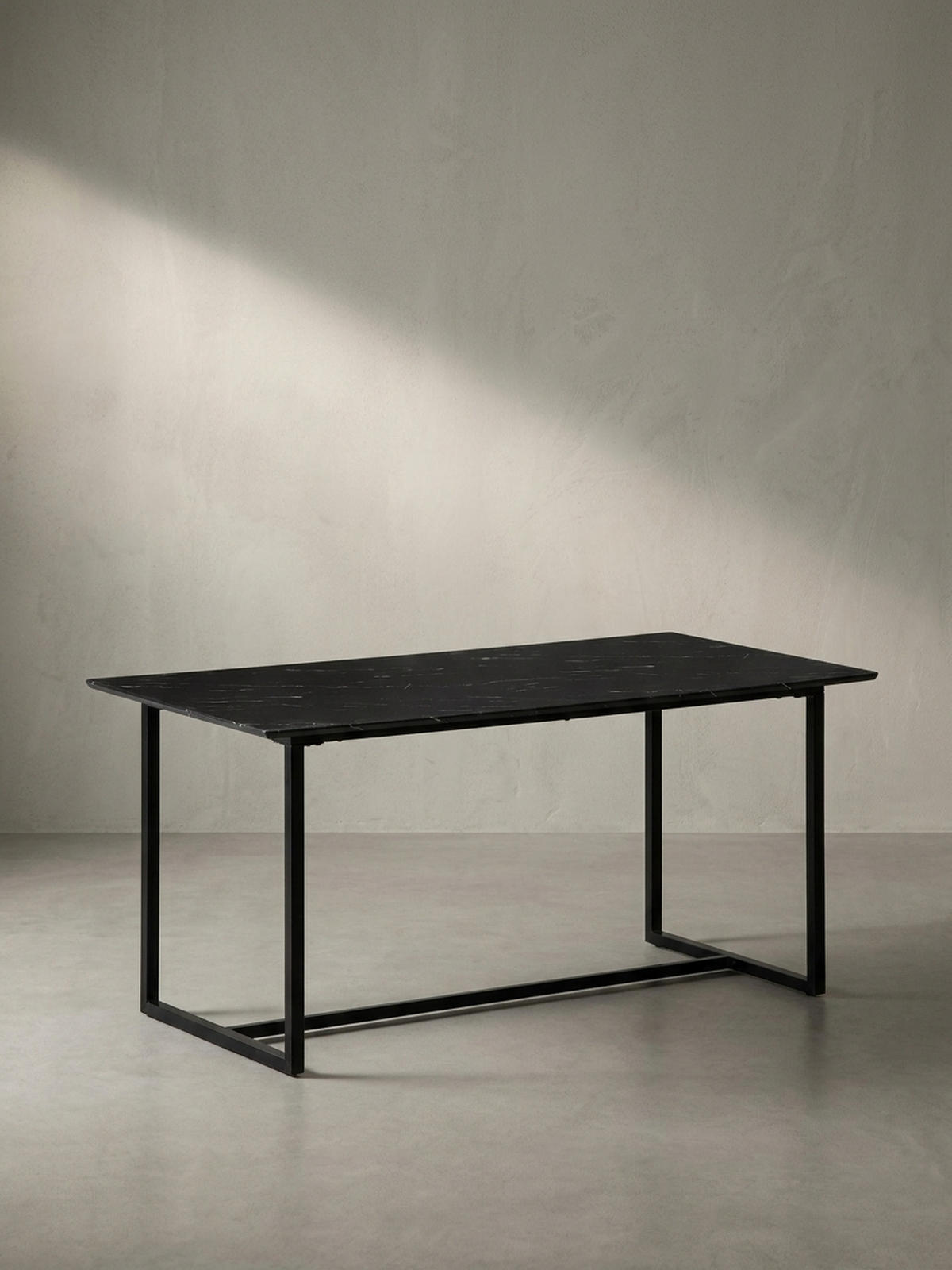ESSTISCH Marmoroptik Metall Rechteckig Modern Klein, Schwarz 200x90x76 cm - Schwarz, Holzwerkstoff/Metall (90/200/76cm) - KADIMA DESIGN