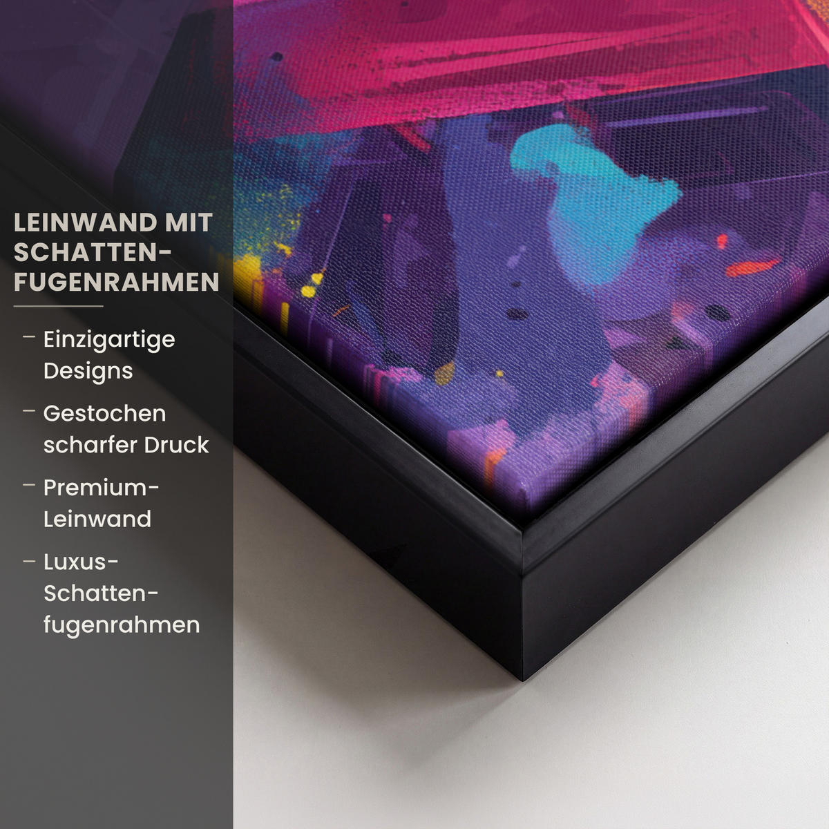 LEINWAND Bilder mit Rahmen - Abstrakt - Formen - Farbenfroh - 50x50 - Magenta, Textil (50/50cm) - MuchoWow