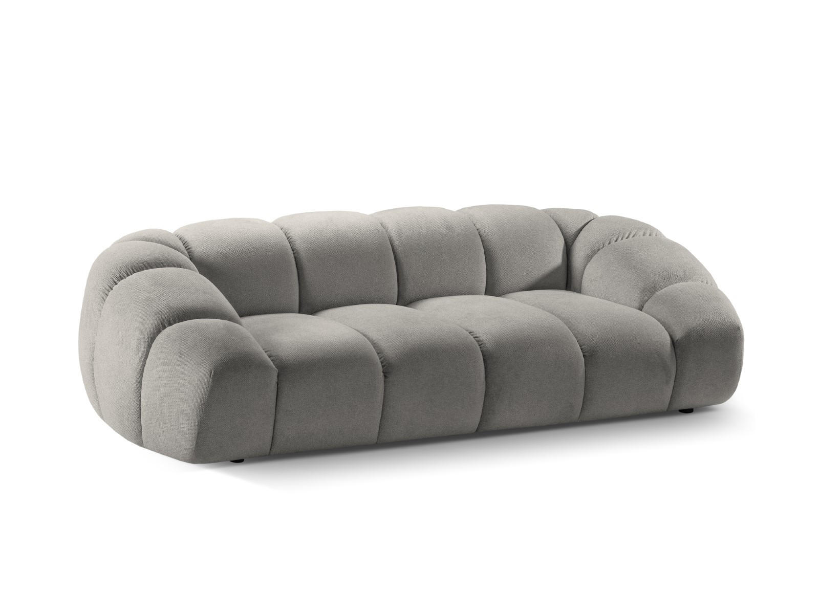SOFA Diana aus Strukturierter Samt hellgrau 3 Sitzplätze - Hellgrau, Textil (114/72/234cm) - Micadoni