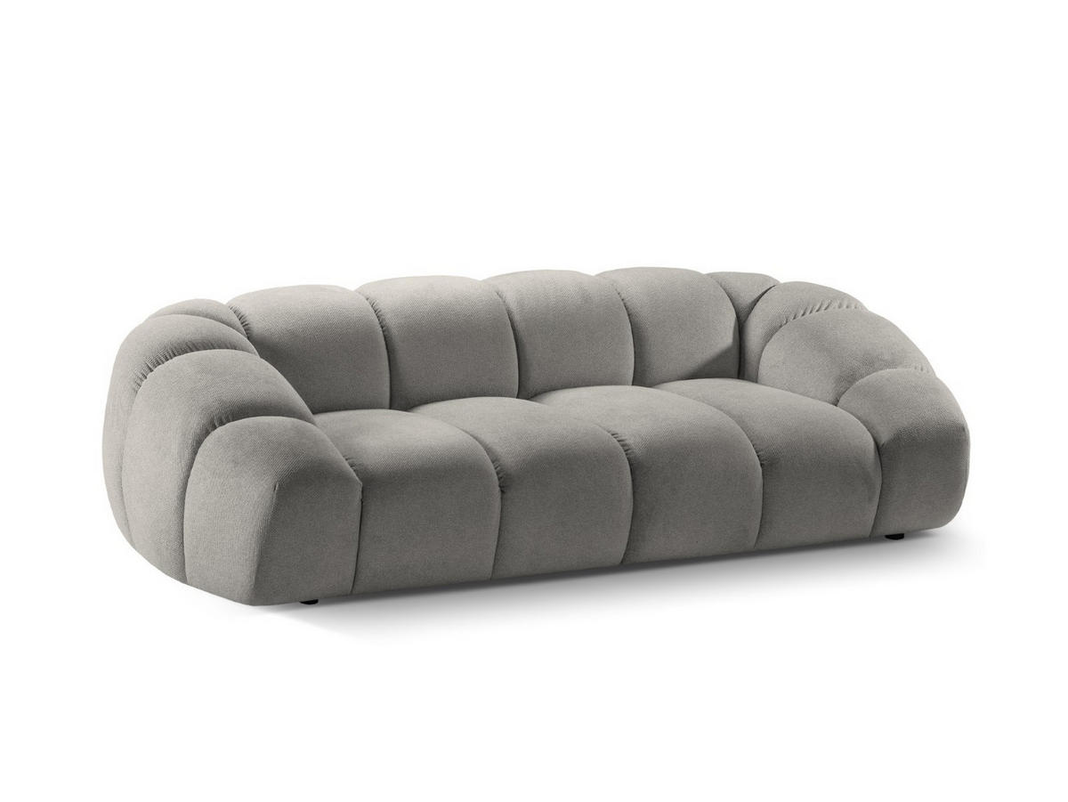SOFA Diana aus Strukturierter Samt hellgrau 3 Sitzplätze - Hellgrau, Textil (114/72/234cm) - Micadoni