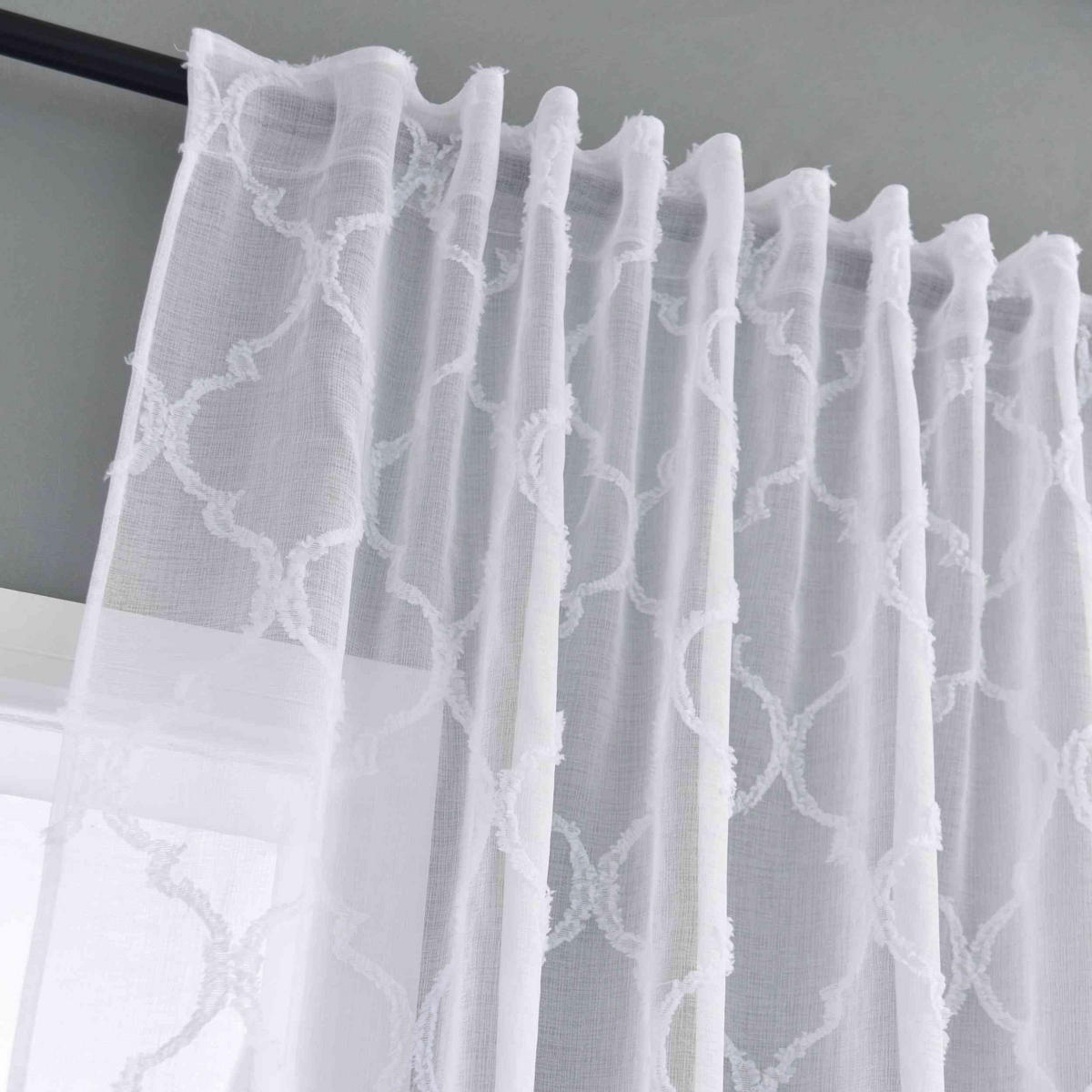 GARDINE VALENCIA HxB 245x145 cm Natur Lacework - Weiß, Textil (145/245cm)