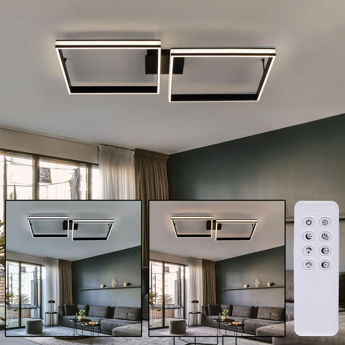 LED DECKENLEUCHTE Metall Schwarz - Schwarz, Metall (104.8/80/13.5cm)