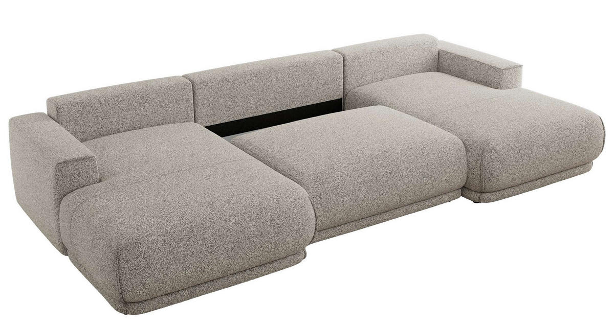 SEDACIA SÚPRAVA RINA U Svetlosivá Štruktúra - čierna/svetlosivá, textil/plast (360/85/170cm) - MKS