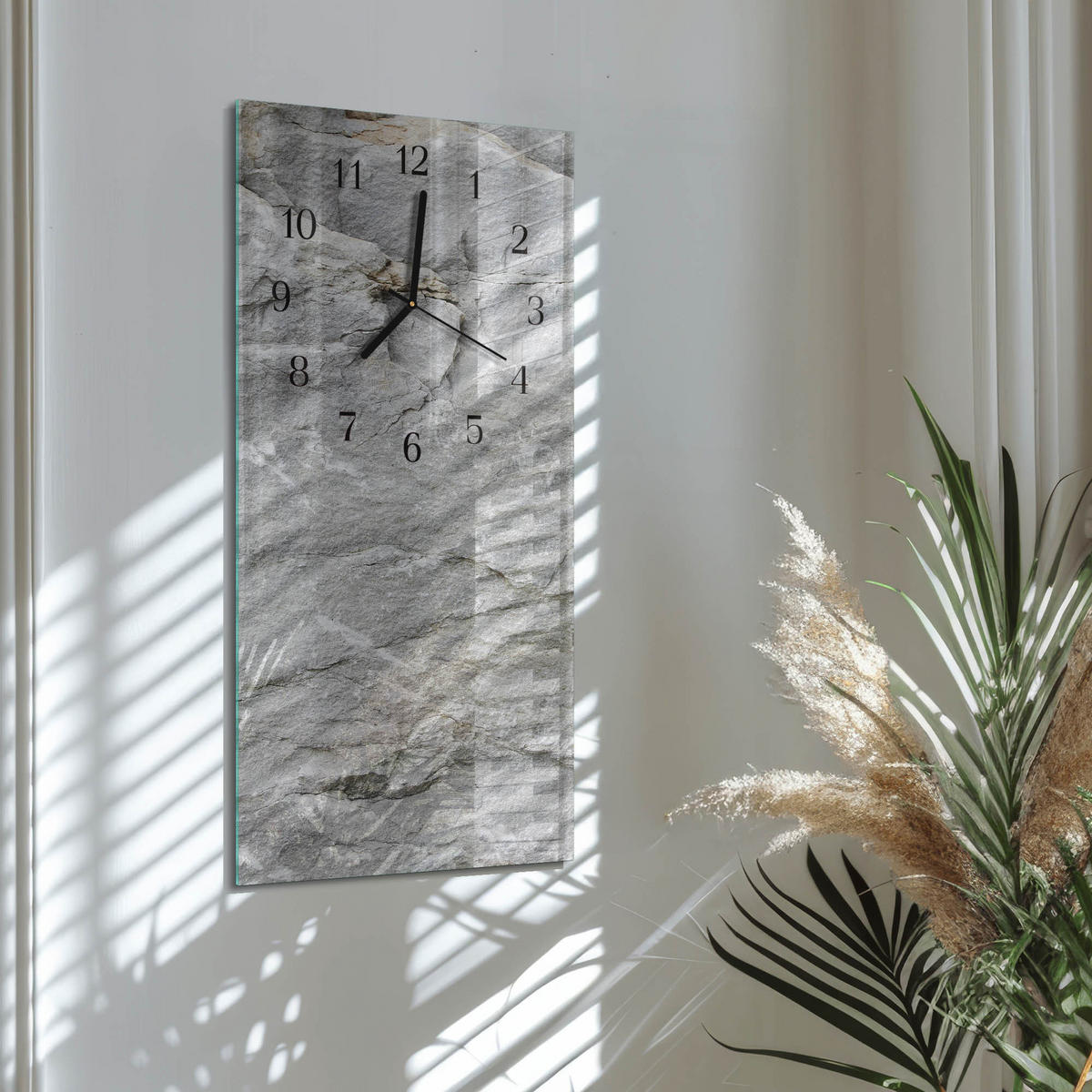 WANDUHR 30x60 cm - Chilischoten - Grau, Glas (30/60/0.4cm) - TULUP