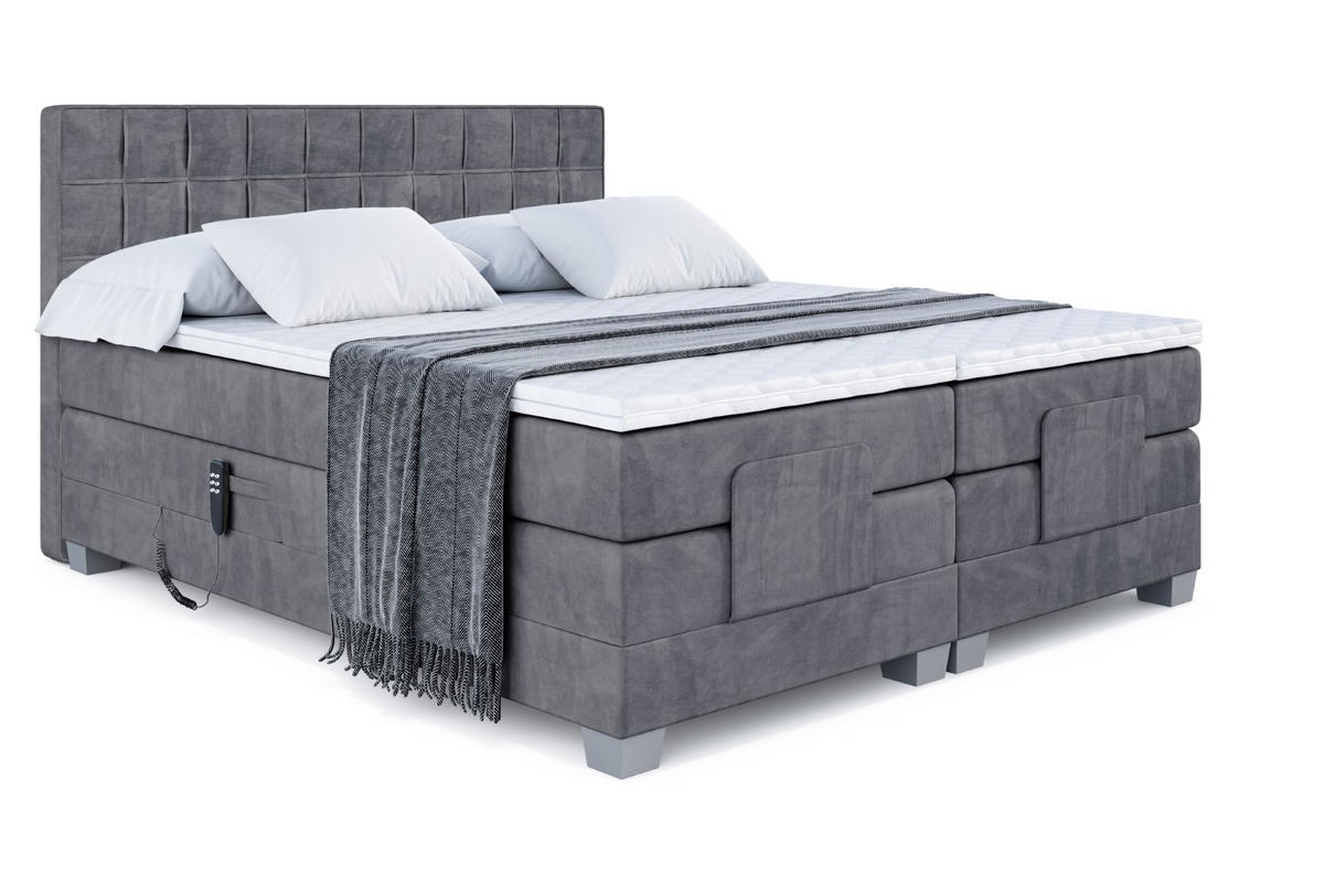 BOXSPRINGBETT elektrisch verstellbar mit 2 Matratzen H4/Taschenfederung OSTO EL 200 x 200 Dunkelgrau - Dunkelgrau, Holzwerkstoff (207/200cm) - ALTDECOR