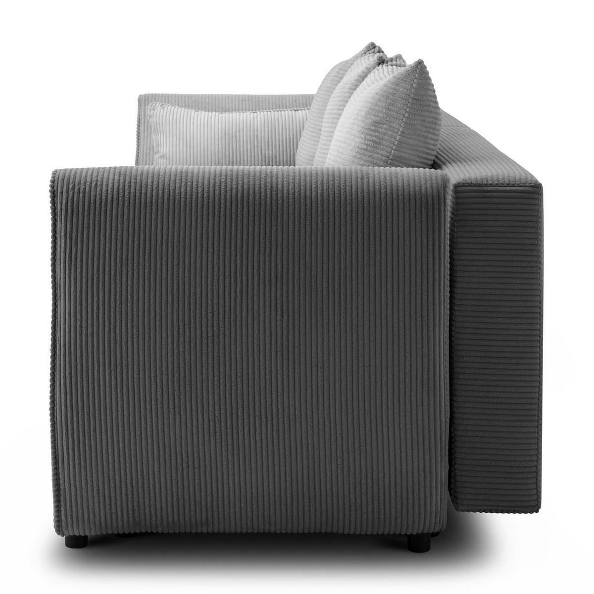 SOFA ASPEN Zweisitzer mit Schlaffunktion, Anafi 03 - Dunkelgrau, Textil (267/94/95cm) - Lookway