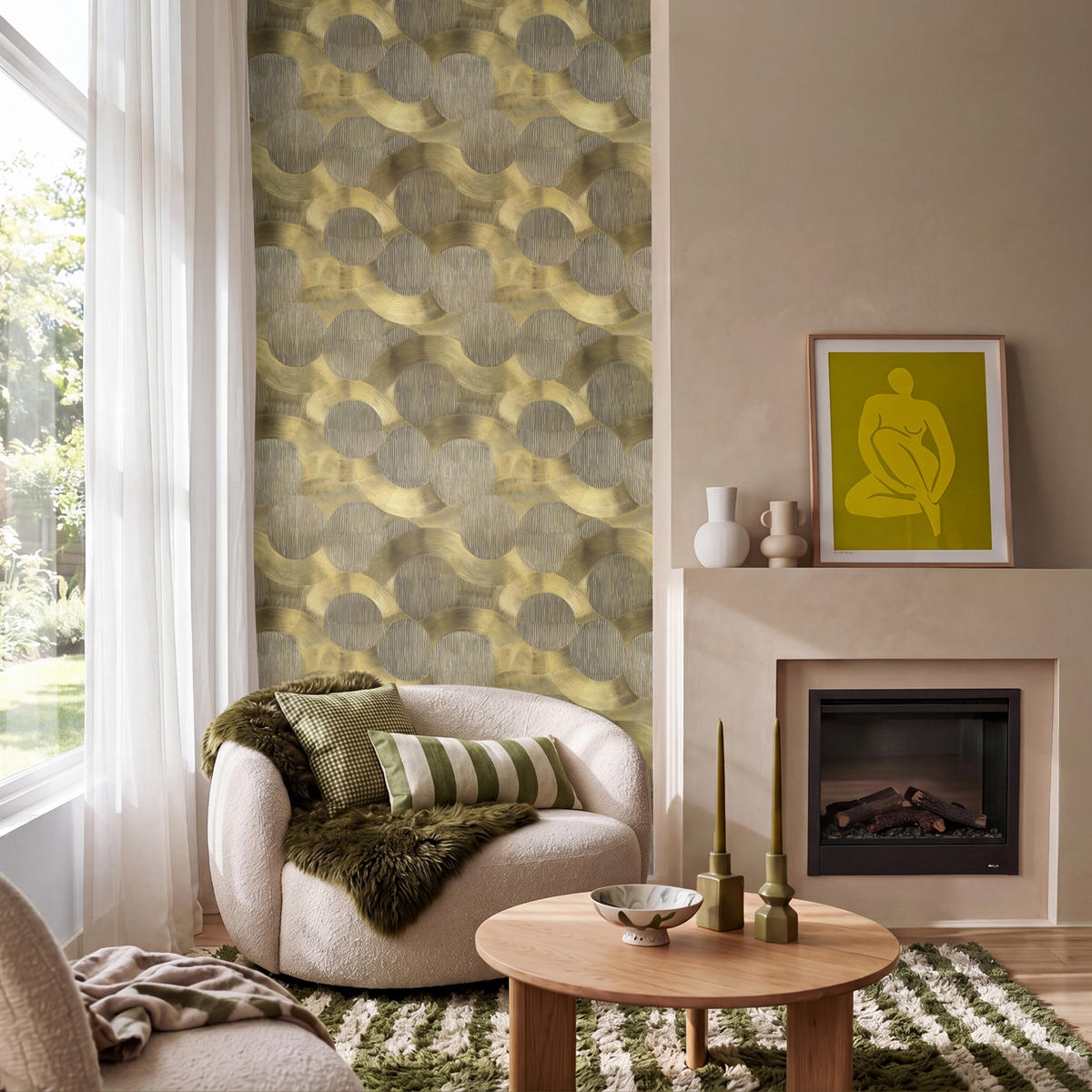 TAPETE - Modern - Geometrisch - Gold - 120x220 cm - Goldfarben, Papier (120/220cm) - OnlyWow