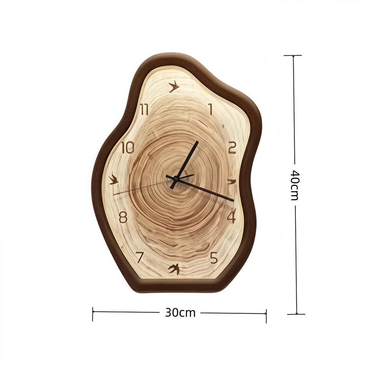 WANDUHR Holzoptik, Leise, Retro, 30×40cm - Birkefarben, Holzwerkstoff (40/5/30cm) - Authentics
