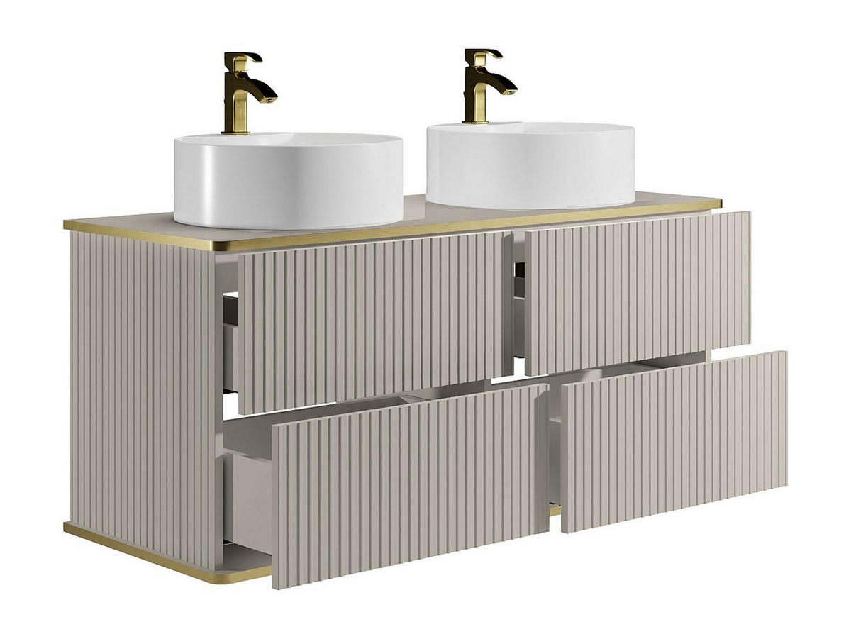 DOPPELWASCHTISCH - 120 cm x 47 cm - Holz, Platte - Beige - KELIZA - Beige, Holz (120/54/47cm) - Vente-Unique