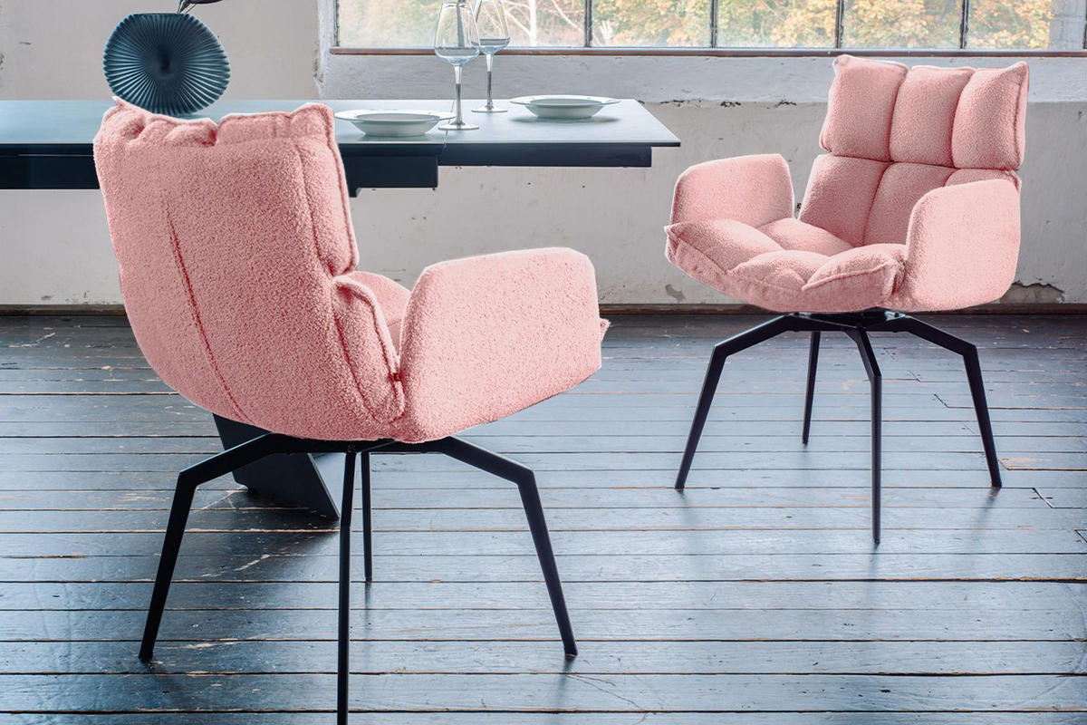 ESSZIMMERSTUHL BARO Pink Webstoff Drehbar (360°) (1er-Set) - Pink/Rosa, Kunststoff/Textil (59/86/65cm) - KAWOLA