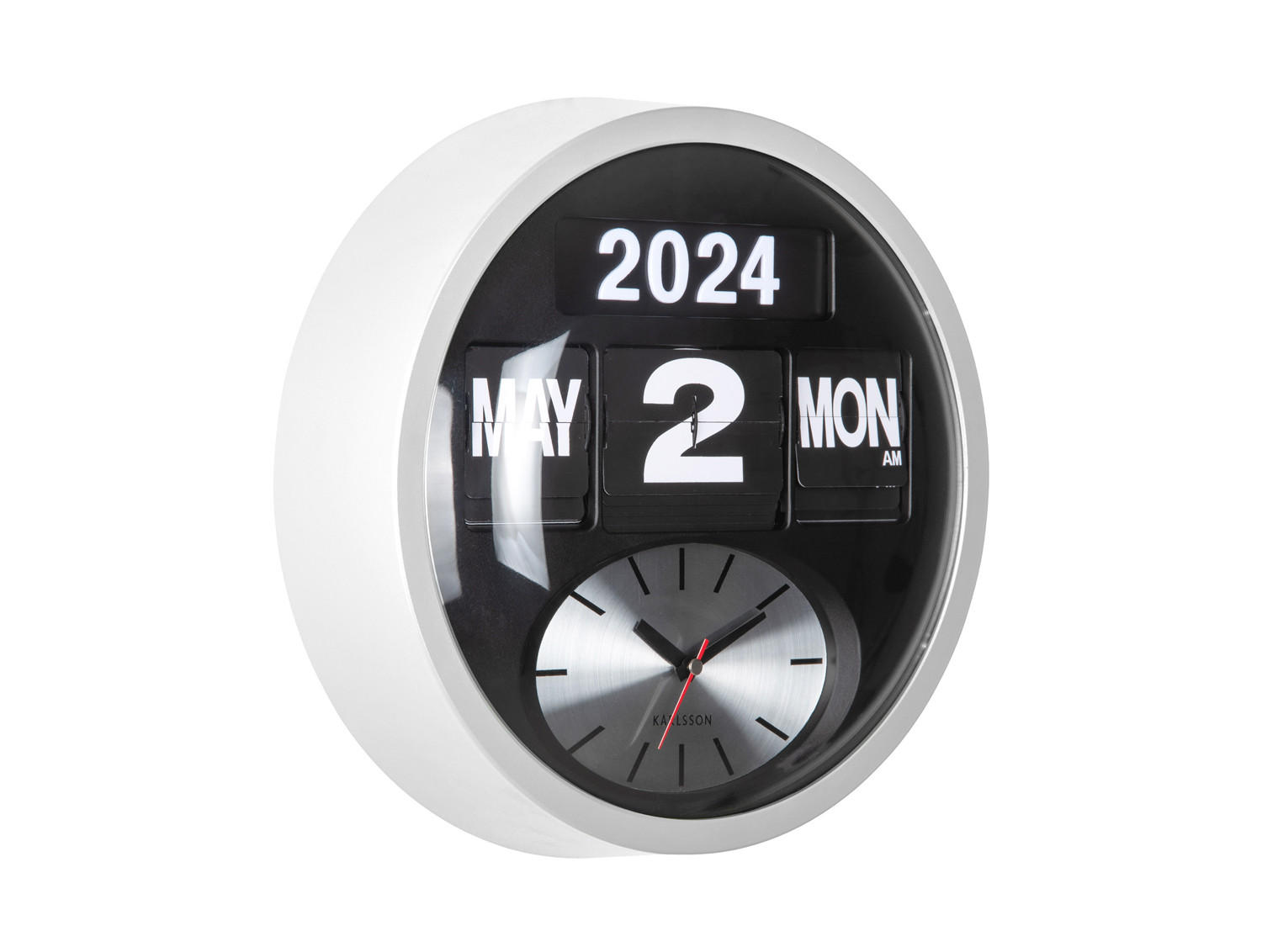 WANDUHR Flip Ø32,6 cm - Weiß, Kunststoff (32/11/32cm) - Karlsson