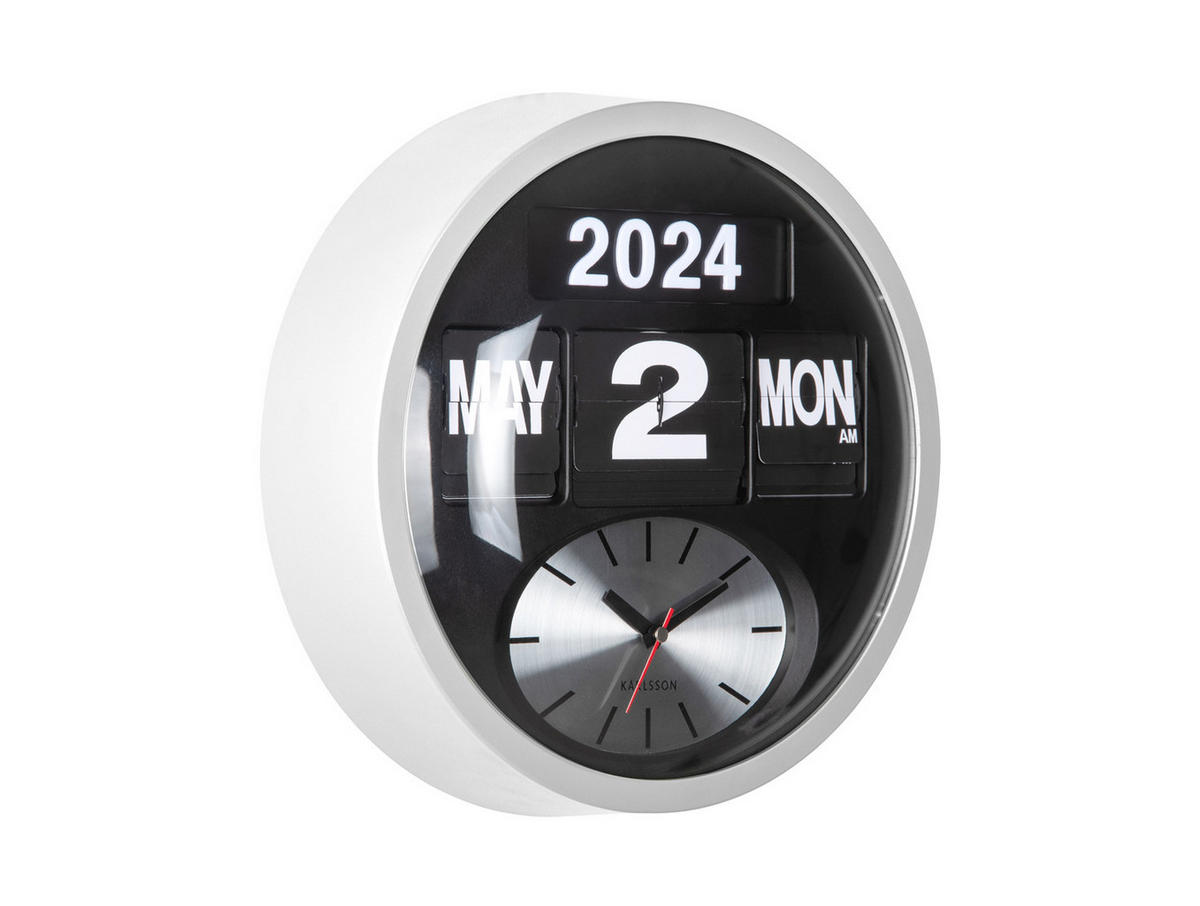 WANDUHR Flip Ø32,6 cm - Weiß, Kunststoff (32/11/32cm) - Karlsson