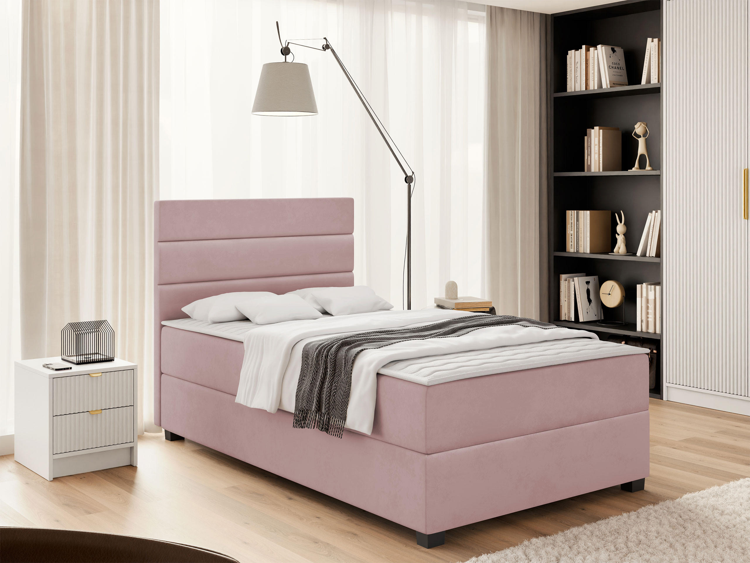 BOXBETT Elen - Schwarz/Rosa, Holz/Holzwerkstoff (90/200cm) - MIRJAN24