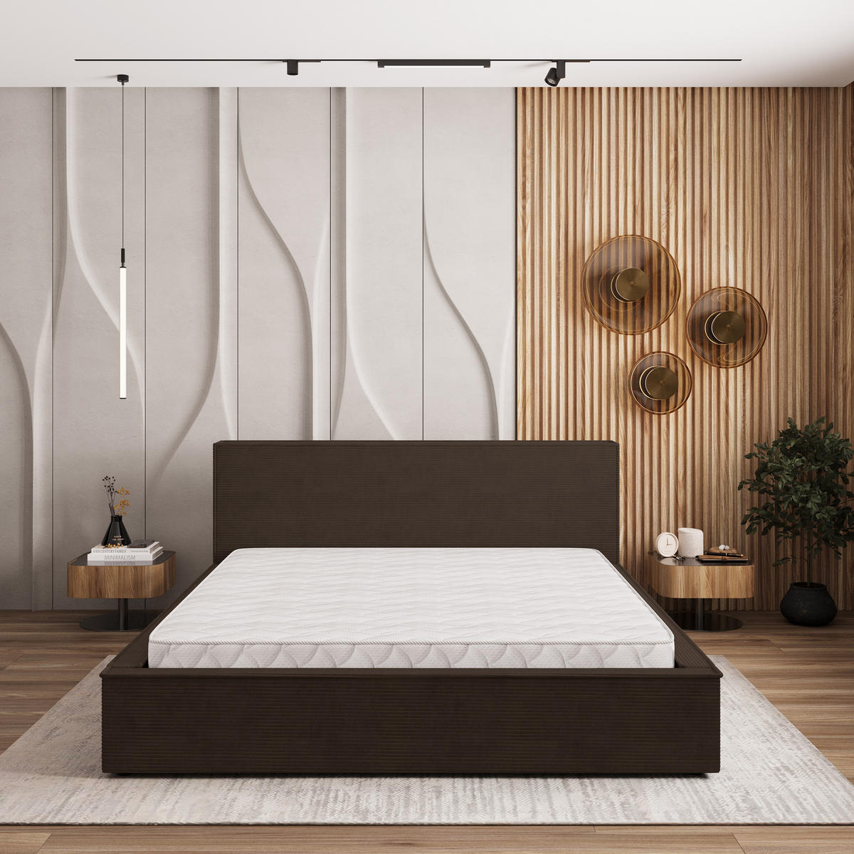 ČALOUNĚNÁ Postel CELORA 160x200 cm Hnědá - hnědá, kompozitní dřevo/textil (160/200cm) - MASSENO