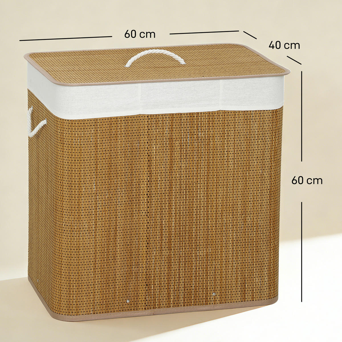 WÄSCHEKORB Bambus Braun - Braun, Holz (40/60/60cm) - HOMCOM