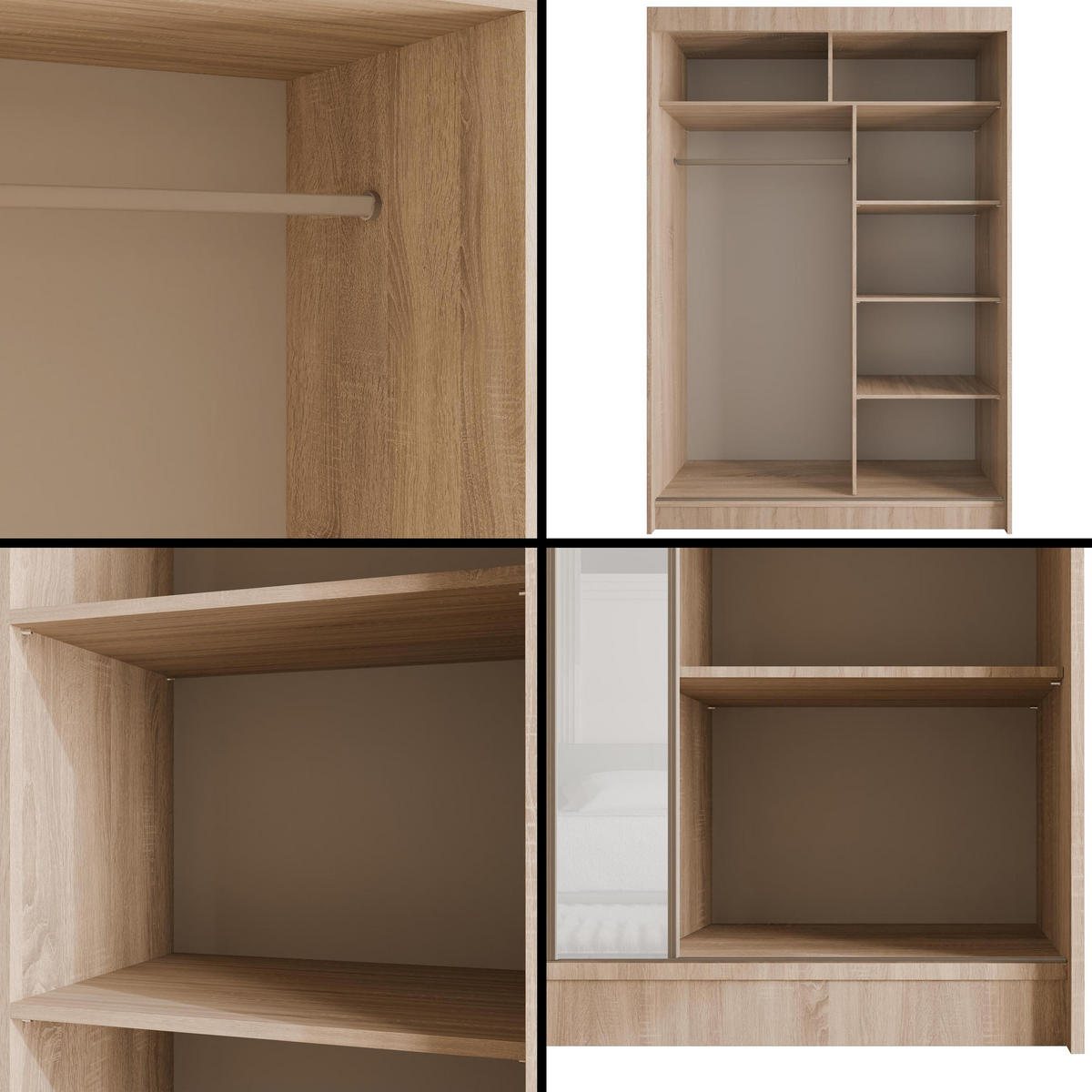 KLEIDERSCHRANK VESLI - 120 cm - Sonoma Eiche|Weiß - Weiß/Sonoma Eiche, Holzwerkstoff (120/215/61cm) - ALTDECOR