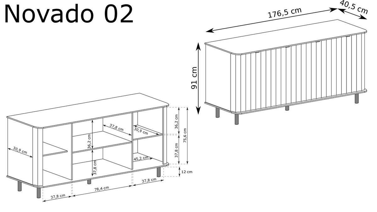 KOMMODE NOVADO-2 Greige - Greige, Holzwerkstoff (176.5/91/40.5cm)