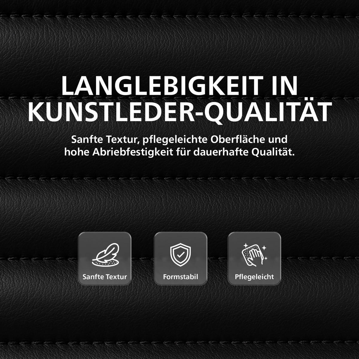 DREHSTUHL Lederlook Schwarz - Schwarz, Textil/Metall (65/120/70cm) - CLP