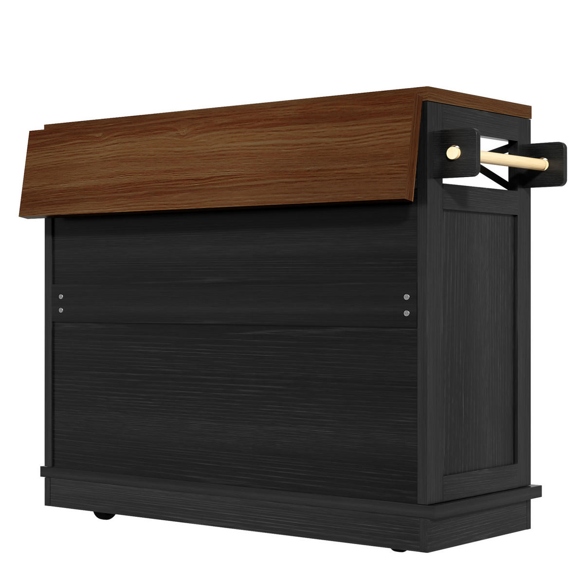 KÜCHENINSEL 118/43-80/98 cm aus MDF und Metall mit klappbarer Tischplatte Schwarz - Schwarz, Holzwerkstoff (118/98/43cm) - Modenvie