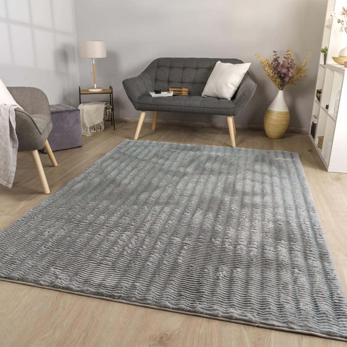 HOCHFLORTEPPICH Rauten Grau 120 x 160 cm - Grau, Kunststoff (120/160cm) - TT Home