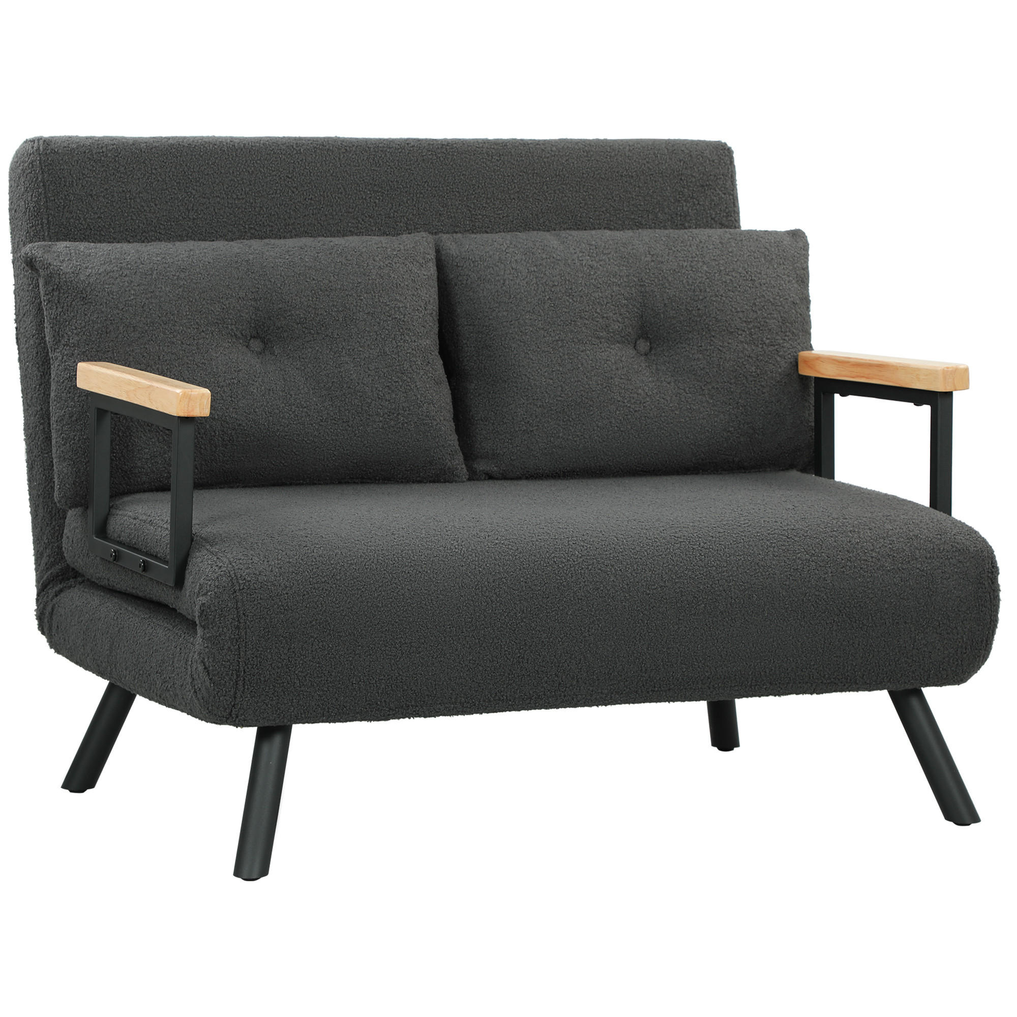 SCHLAFSOFA Stahl Polyester Dunkelgrau - Dunkelgrau/Beige, Holz/Textil (73/81/102cm) - HOMCOM