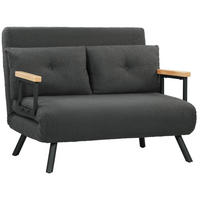 SCHLAFSOFA Stahl Polyester Dunkelgrau - Dunkelgrau/Beige, Holz/Textil (73/81/102cm) - HOMCOM