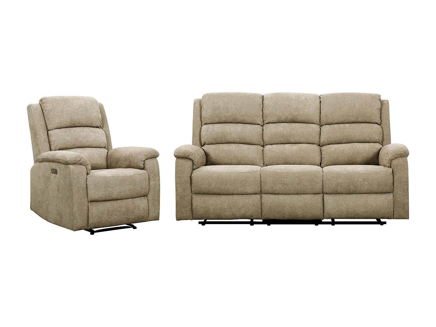 SOFAGARNITUR mit Relaxfunktion - 4 Personen - Stoff - Taupe - - Taupe, Textil (187/103/95cm) - Vente-Unique