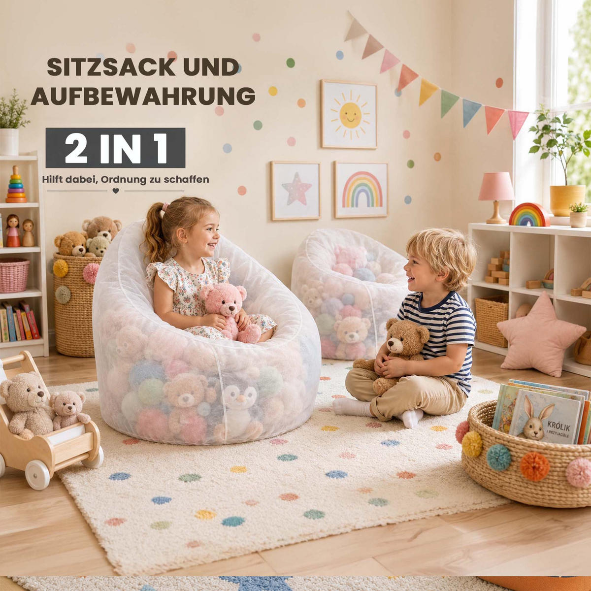 BEZUG Comfii Weiß 60/60/60 cm Vigofil 100 g/m² - Weiß, Textil (92/70cm) - Dreamroots