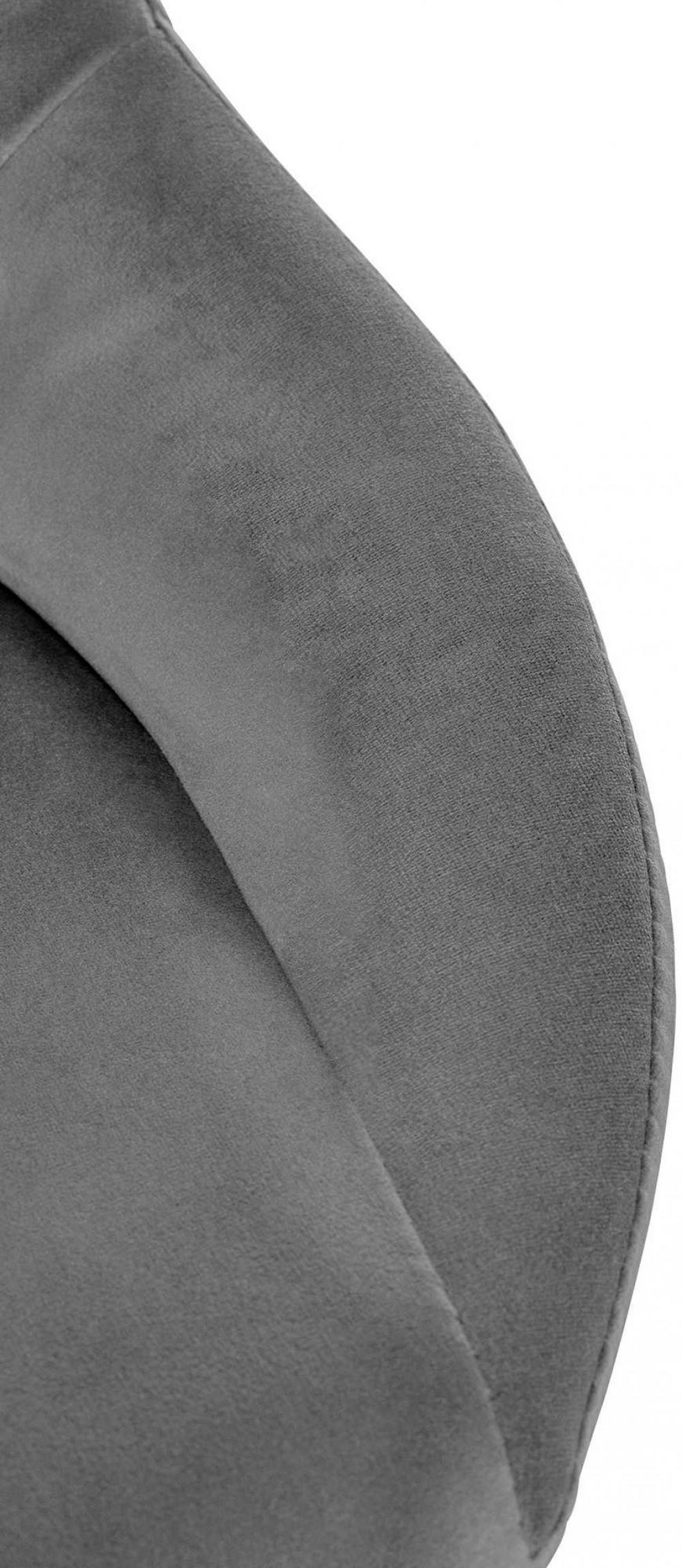BARHOCKER Samt Dunkelgrau - Dunkelgrau/Weiß, Textil/Metall (47/85/48cm) - CLP